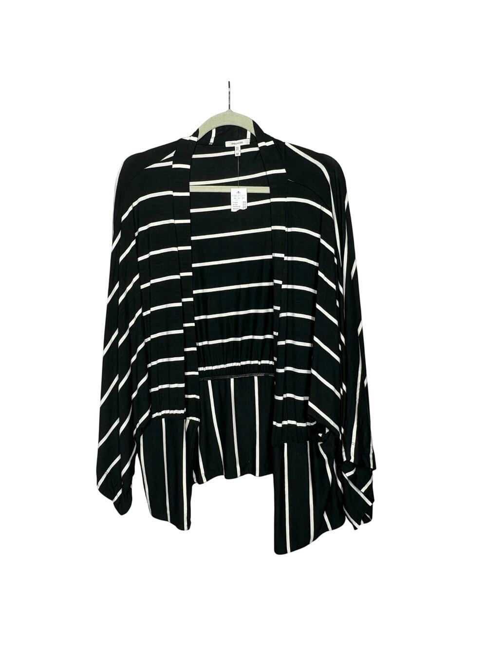 Maurices Lightweight Black & White Striped Knit Dolman Sleeve Cadigan Medium New